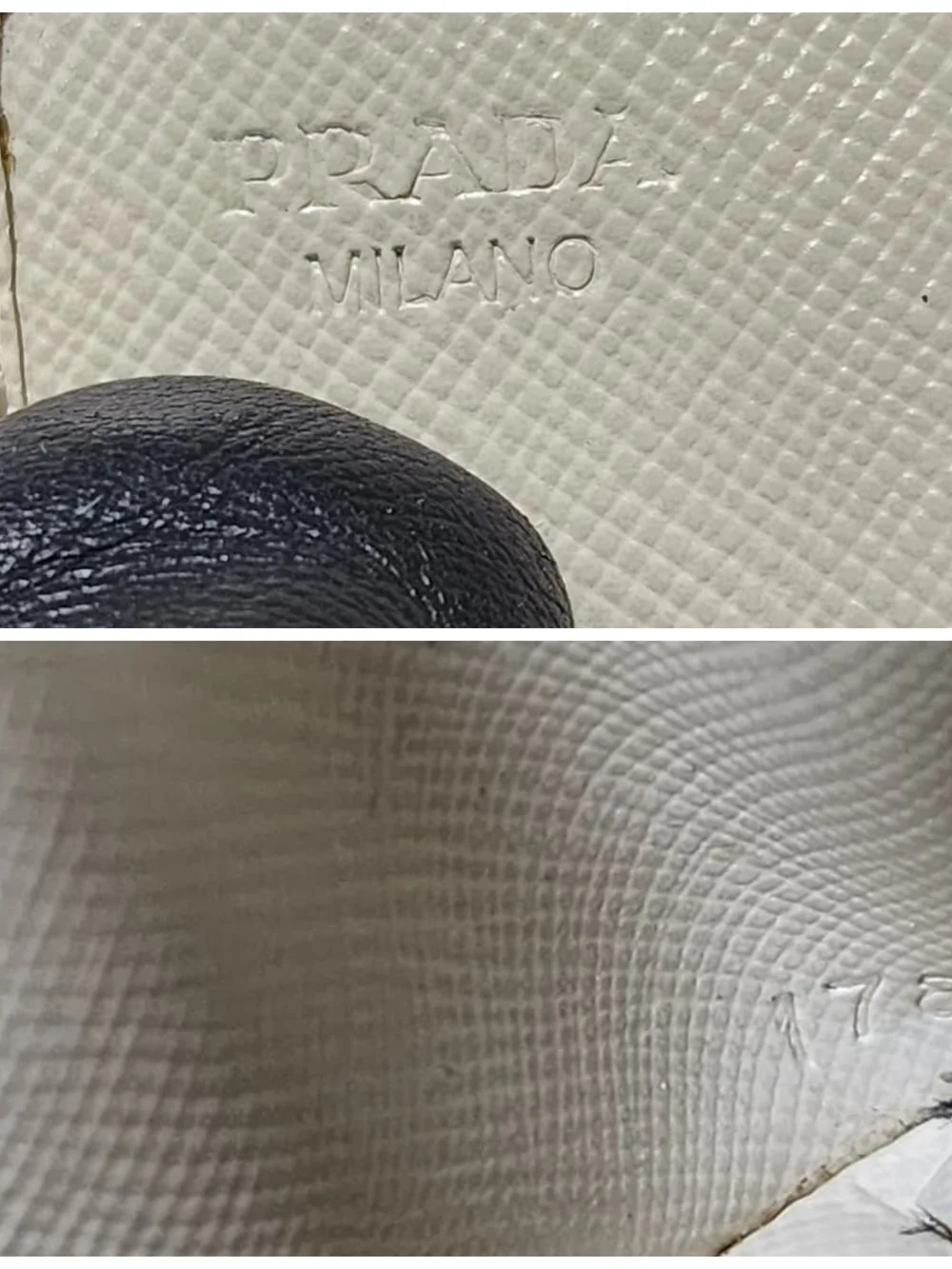 PRADA Nano Saffiano Leather Card Holder/Wallet Off-White
